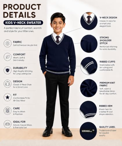 Image of Boy's School Uniform Lining Full Sleeves Sweater - Daffodil