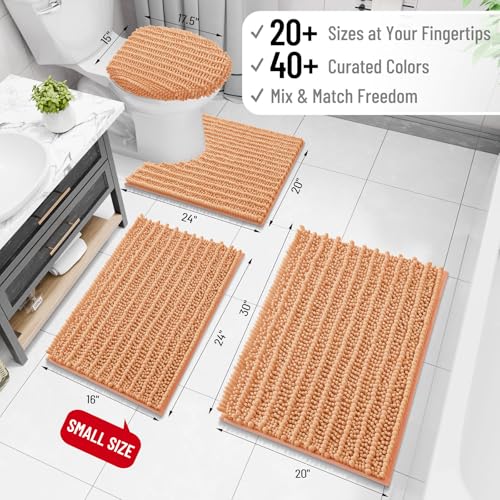 Image of Arotive Luxury Bathroom Ruuner Rugs 47x24, Extra Soft Thick Absorbent Shaggy Chenille Bath Rugs, Machine Wash Dry, Bath Mats for Bathroom Floor, Tub and Shower, Home Decor Accessories, Peach