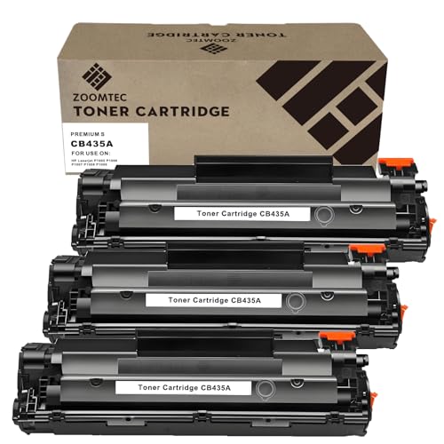 ZOOMTEC CB435A 35A Cartucho de Tóner Compatible para Impresora HP LaserJet P1005 P1006 P1007 P1008 P1009 (3X Negro)