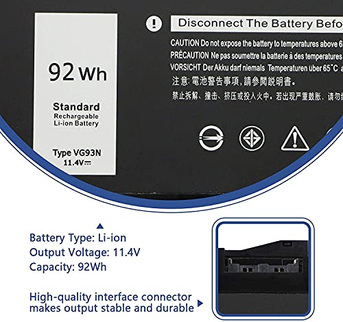 ANTIEE 92Wh VG93N Laptop Batteria per dell