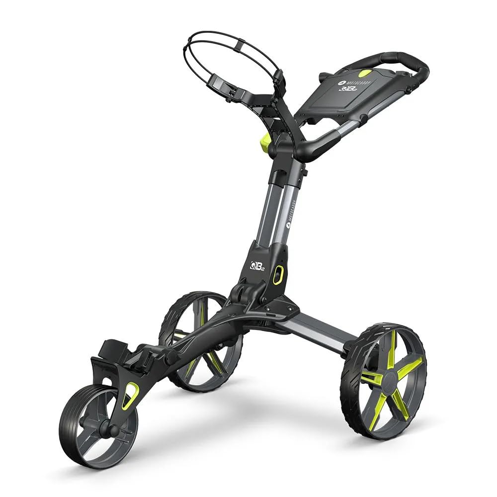 Motocaddy QB2 Cube Compact Folding Push Golf Trolley Charcoal / Lime