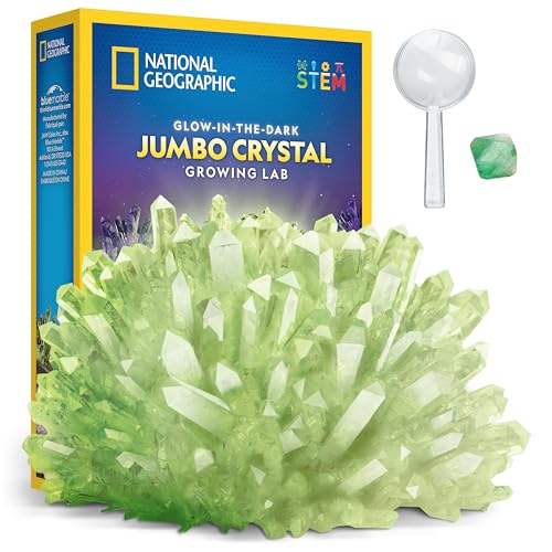 NATIONAL GEOGRAPHIC Jumbo Glow in the Dark Crystal Growing Kit - Up to 3x Larger Than Our Standard Crystals Crystal Growing STEM Science Kit for Kids