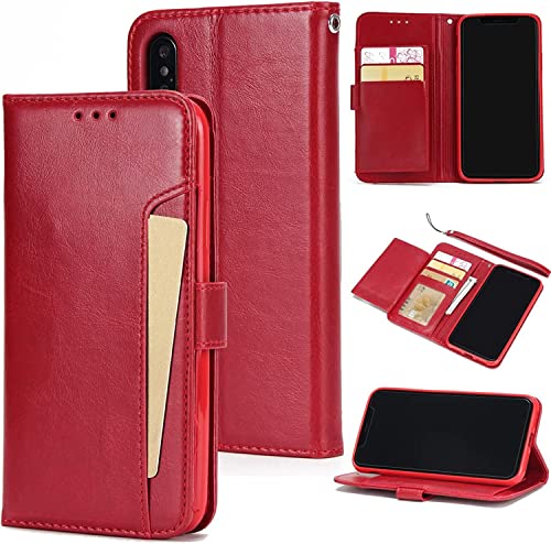 Étui en cuir iPhone 13 rouge avec finitions fines et clapet chic