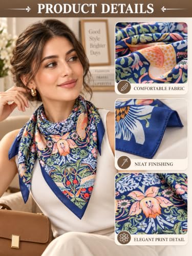 Image of Ravaiyaa - Attitude is everything Women Printed Silk Bandana 21 x 21 Inch Square Headband & Hair Wrap, Soft & Versatile | Fashion Neck Wrap
