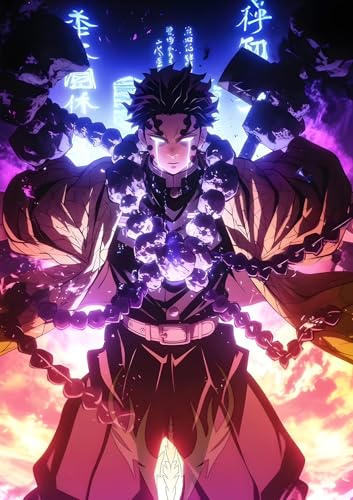 Image of NIJUKA Anime Printed A4 Size Metal sheet Poster For Home And Room Decoration | For Anime Art Fans Boys And Girls (Gyomei Himejima Hashira)