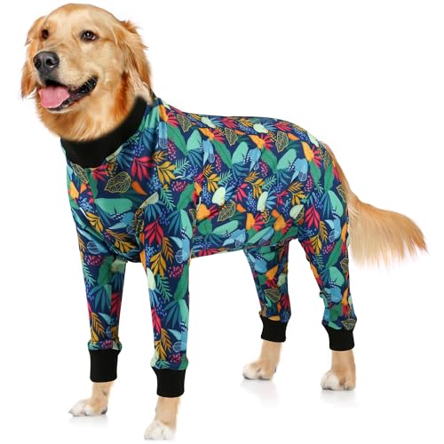 Image of Dog Onesie After Surgery Recovery Suit Shed Defender Dog Suit for Small Miedium Large Female Male Neuter Dogs Rainforest L