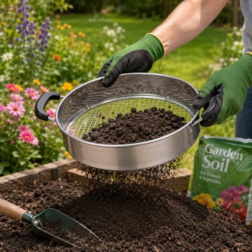 Tamiz para suelo multiusos con mango y 4 mallas miniatura 6