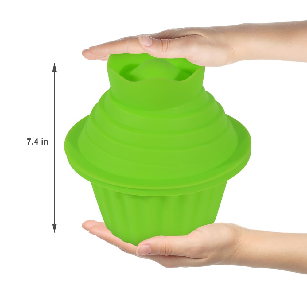 Moldes gigantes para cupcakes, aptos para lavavajillas, moldes de silicona para cupcakes, antiadherentes, para decoración fácil de pasteles y herramientas de horneado (paquete de 3) (verde)
