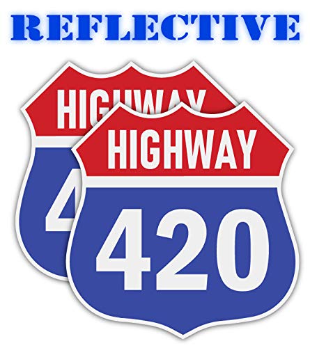 (x2) Reflective Marijuana Highway 420 Notebook Car Laptop | Motorcycle Welding Helmet Decals | Funny Labels Badges Toolbox Laborer Construction Trucker 5