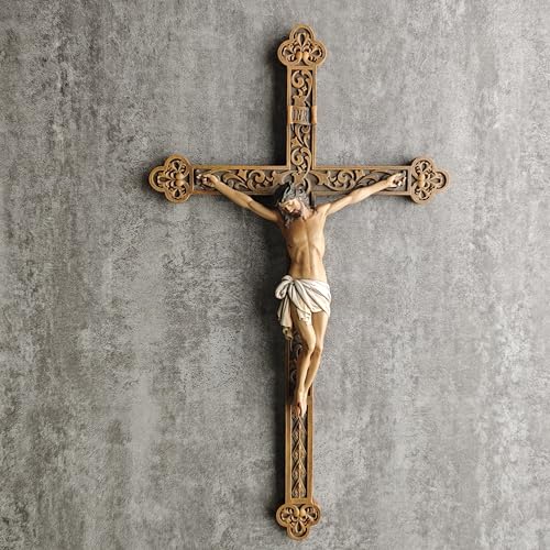 Cruz de parede com crucifixo católico BC, decoração de casa de parede de Jesus Cristo, visual esculp
