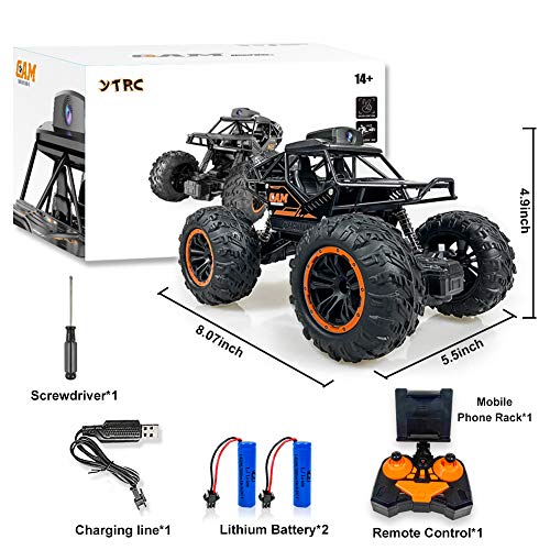 Hobbyist Grade 1:18 Remote Control Car, Camera Alloy Off Road RC Truck 4WD High Speed Fast Racing Electric Hobby Toy Off Road 2.4Ghz All Terrain Monster Vehicle Truck for Boys Kids Xmas Birthday Gift
