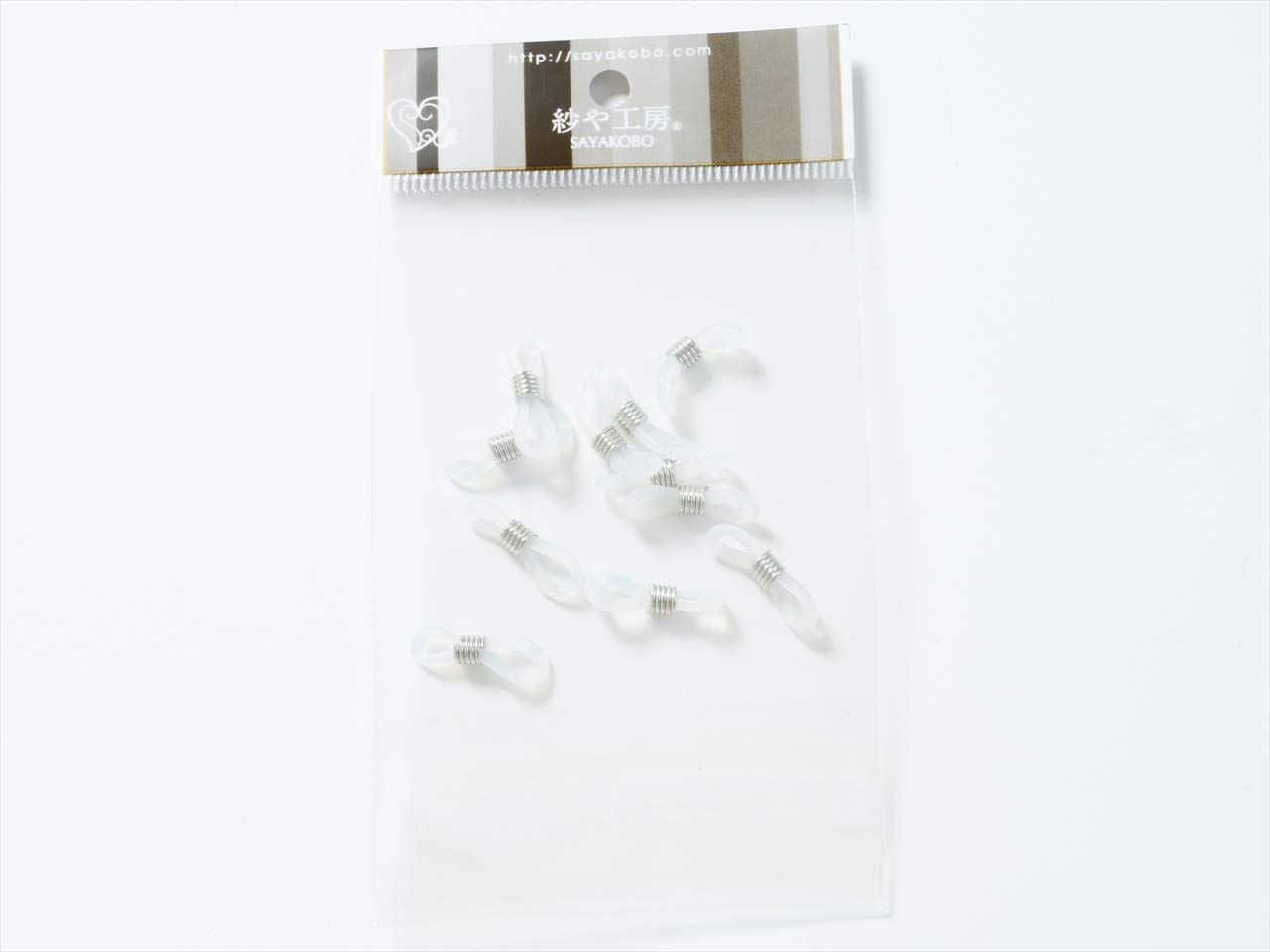 Amazon.co.jp: 紗や工房 メガネ留め クリア×シルバー 20mm 10個 10ヶ 