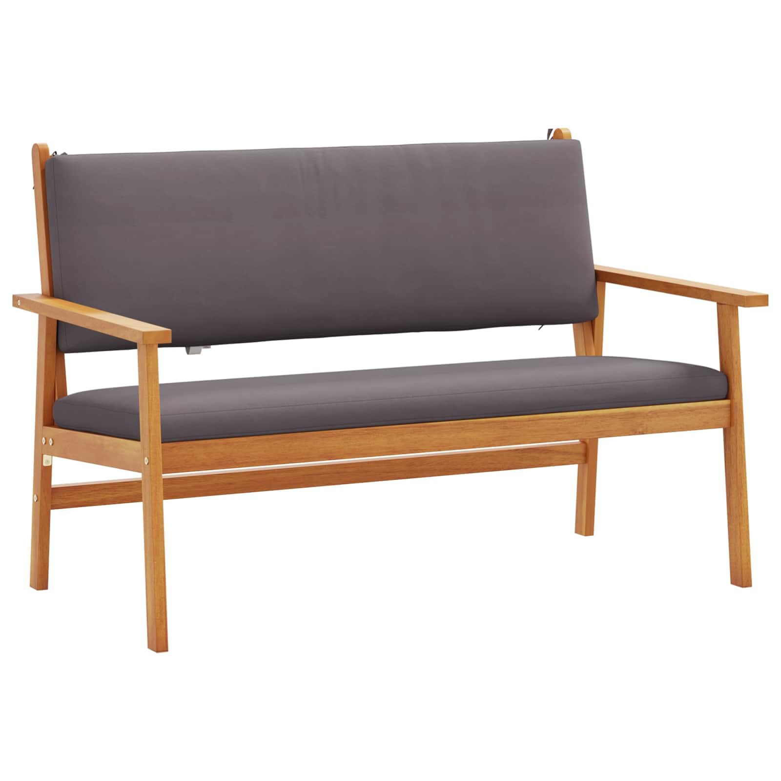 Banco de jardín en madera maciza de acacia con elegante cojín antracita y diseño duradero
