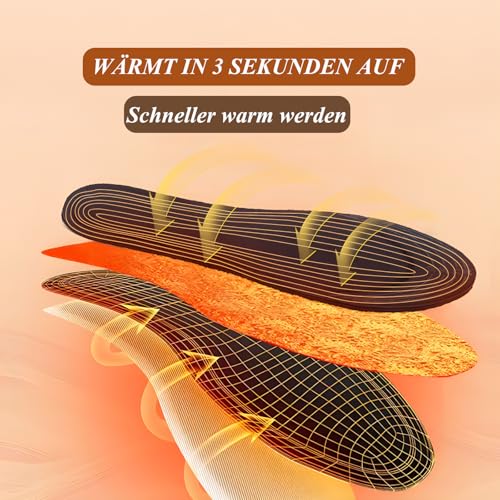 Sohlenwärmer, Waschbar Thermosohlen Fußwärmer Einlegesohlen, Fußwärmer Sohlen warme Füße für Damen Herren Schuhe, geeignet für Hausarbeit Skifahren Winter Camping Angeln