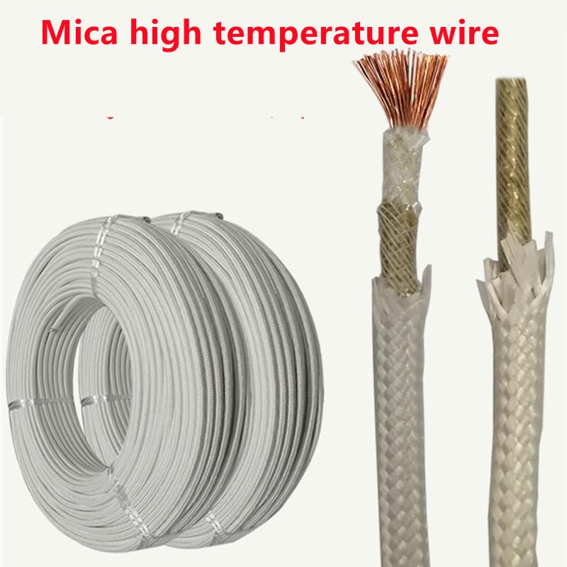 High Temperature Mica Braided Wire, High Temp Resistant 500℃ Mica Braided Wire Single Core Copper Fireproof 6-20 AWG 1 Meter(11 Awg 4.0Mm)