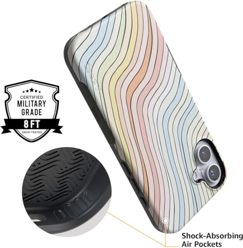 Casely iPhone 16 Case | Ride The Wave | Pastel Rainbow Lined | Bold Protective Design | Compatible with MagSafe by Casely - Used condition - Image 5