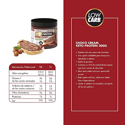 Keto Protein Bestdiet - Ungesüßter veganer Schokoladenaufstrich mit Haselnüssen, Palmölfrei, fettarm, kohlenhydratarm, ohne Süßstoffe, glutenfrei. Packung mit 3 Gläsern mit 200g