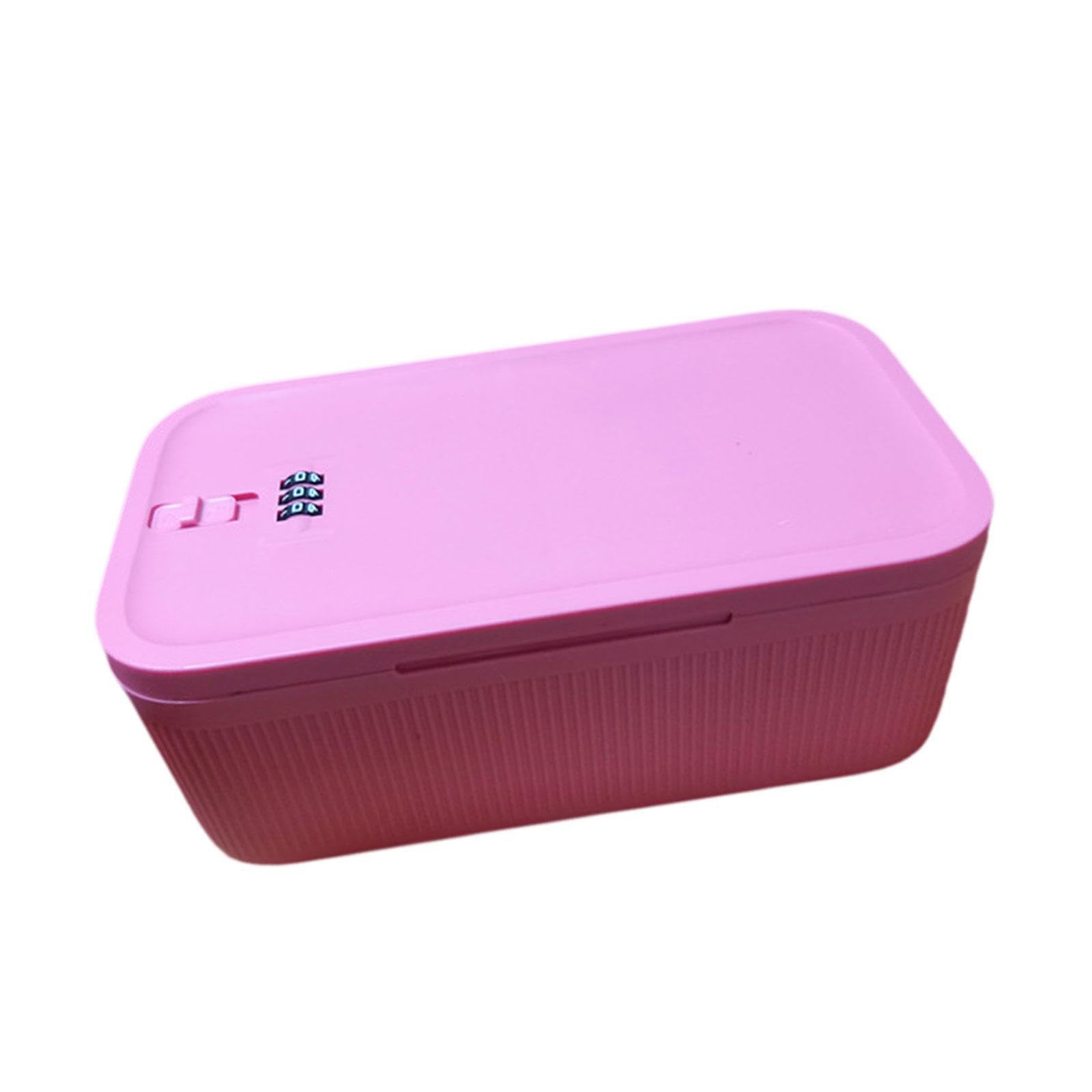 LIXSAZSE Desktop Box Snacks Storage Case Organization Lockable Storage Box Stylish Modern Cosmetic Bedroom Versatile Personal Items Phone Locker Organizer, Pink, 23.9x13.1x9.6cm