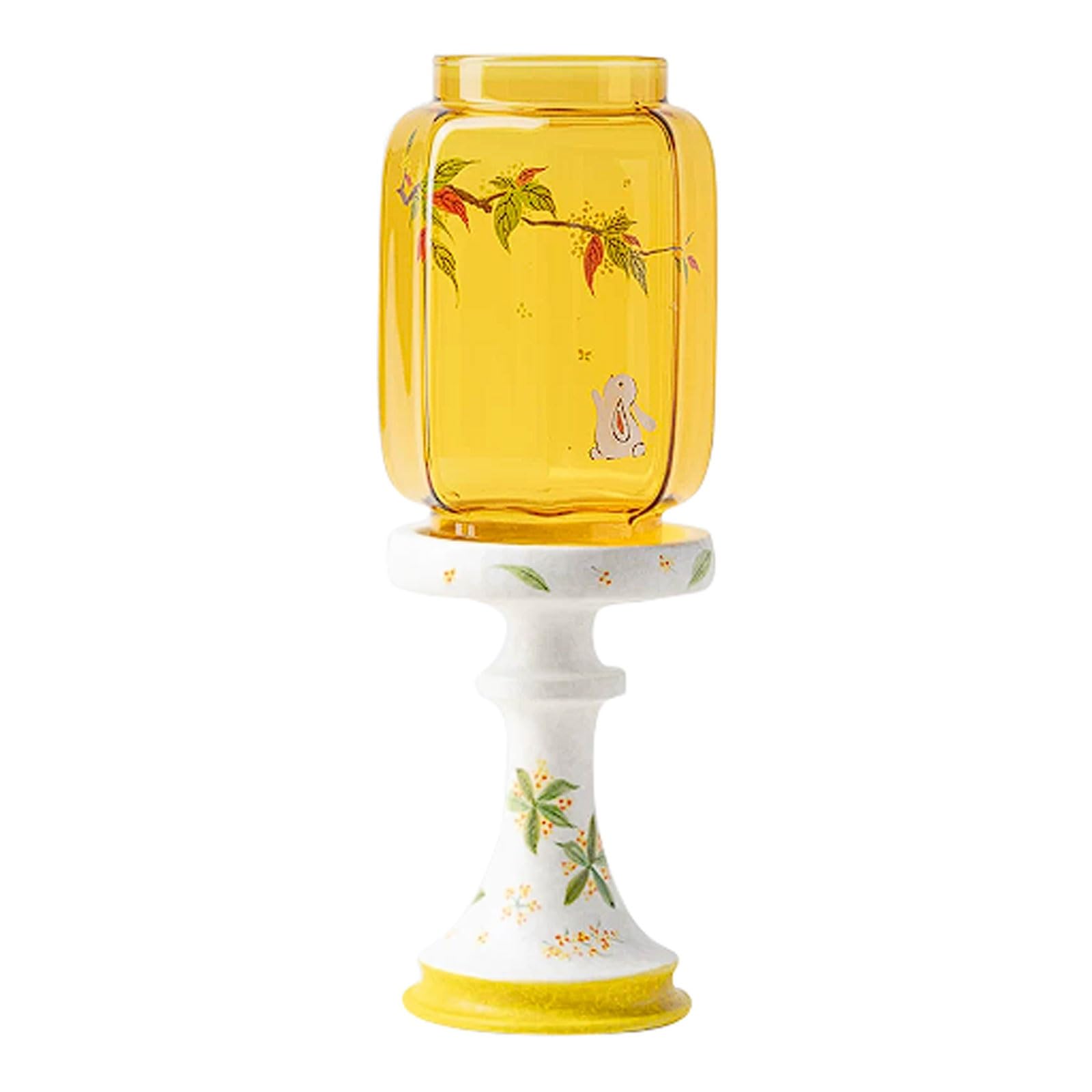 Bougeoir en céramique fait main style chinois avec dôme en verre