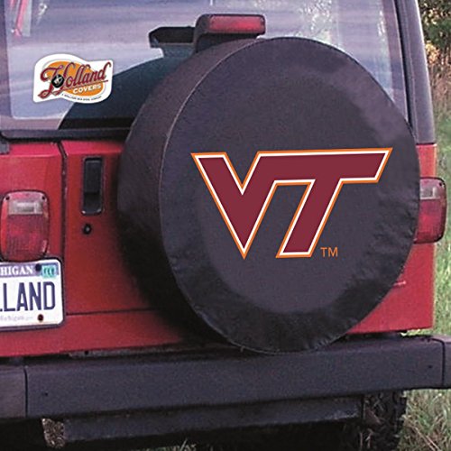 Holland Bar Stool TCFVATechBK-29 x 8 Virginia Tech Tire Cover-Black