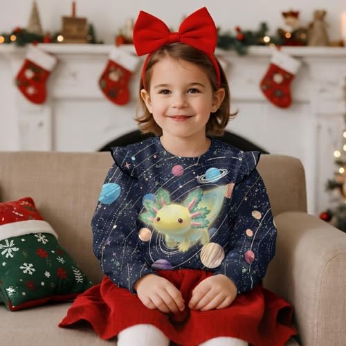 Toddler Long Sleeve Shirt Girl Ruffle Sleeves Warmth Girls Oversized Graphic Sweatshirt for 1-8 Years Girls3