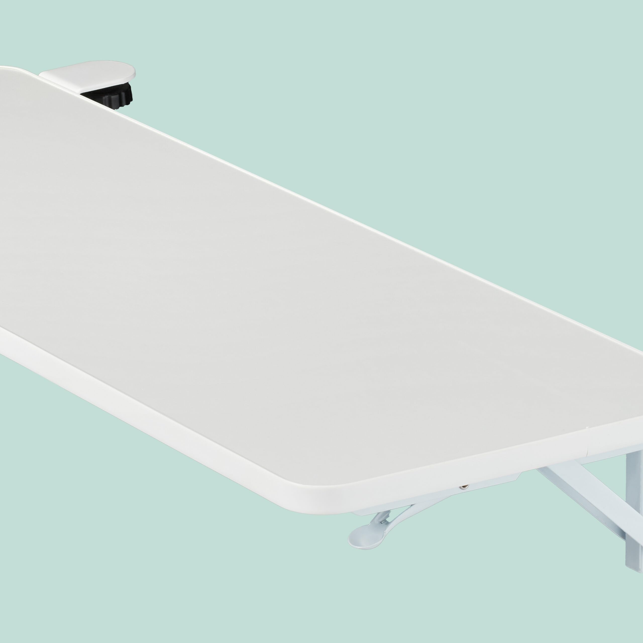 Relaxdays Extensor de Escritorio, 65 x 24 cm, Plegable, Colgar con Pinzas, Bandeja Teclado Ergonómica, Moderno, Blanco