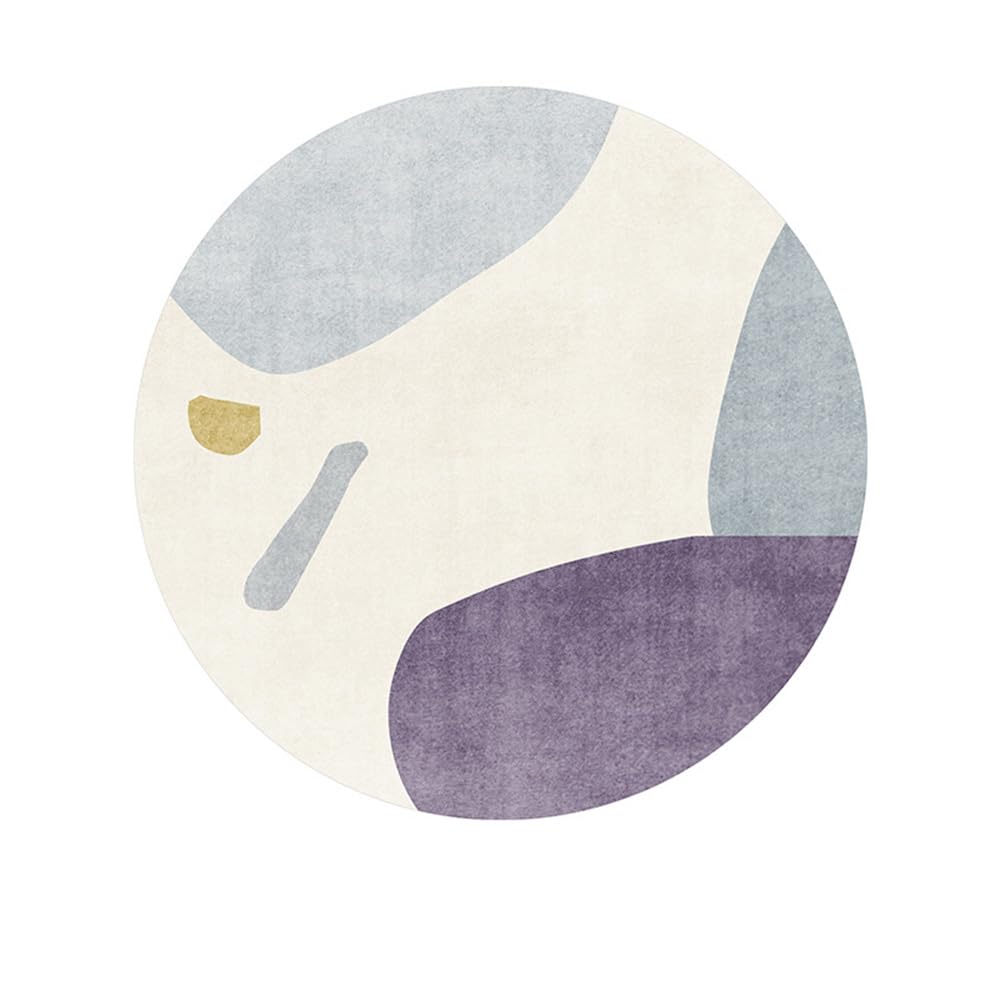 Tapis rond à poils ras 120x120 cm lavable et antidérapant pour le salon