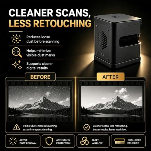 Limpiador eléctrico antiestático de películas con 8 filas de cerdas para cuarto oscuro de 35mm 3