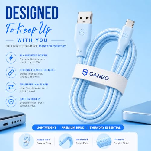 Image of 100W USB-A to USB-C Cable, 1.2M | 5A Fast Charging | USB 3.0 Data Cable | 10,000+ Bend Lifespan | Type-C Charging Cable for All Android and IOS Smartphones and USB-C Devices