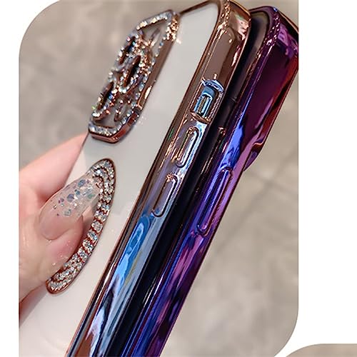 Coque iPhone 11 transparente strass et placage de luxe rose