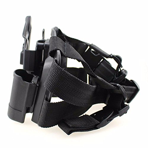 LIVIQILY Tactical Leg Holster Right Hand Paddle Thigh Belt Drop Pistol Gun Holster w/Magazine Torch Pouch for G17 19 22 23 31 32 (Black) - Thumbnail 2