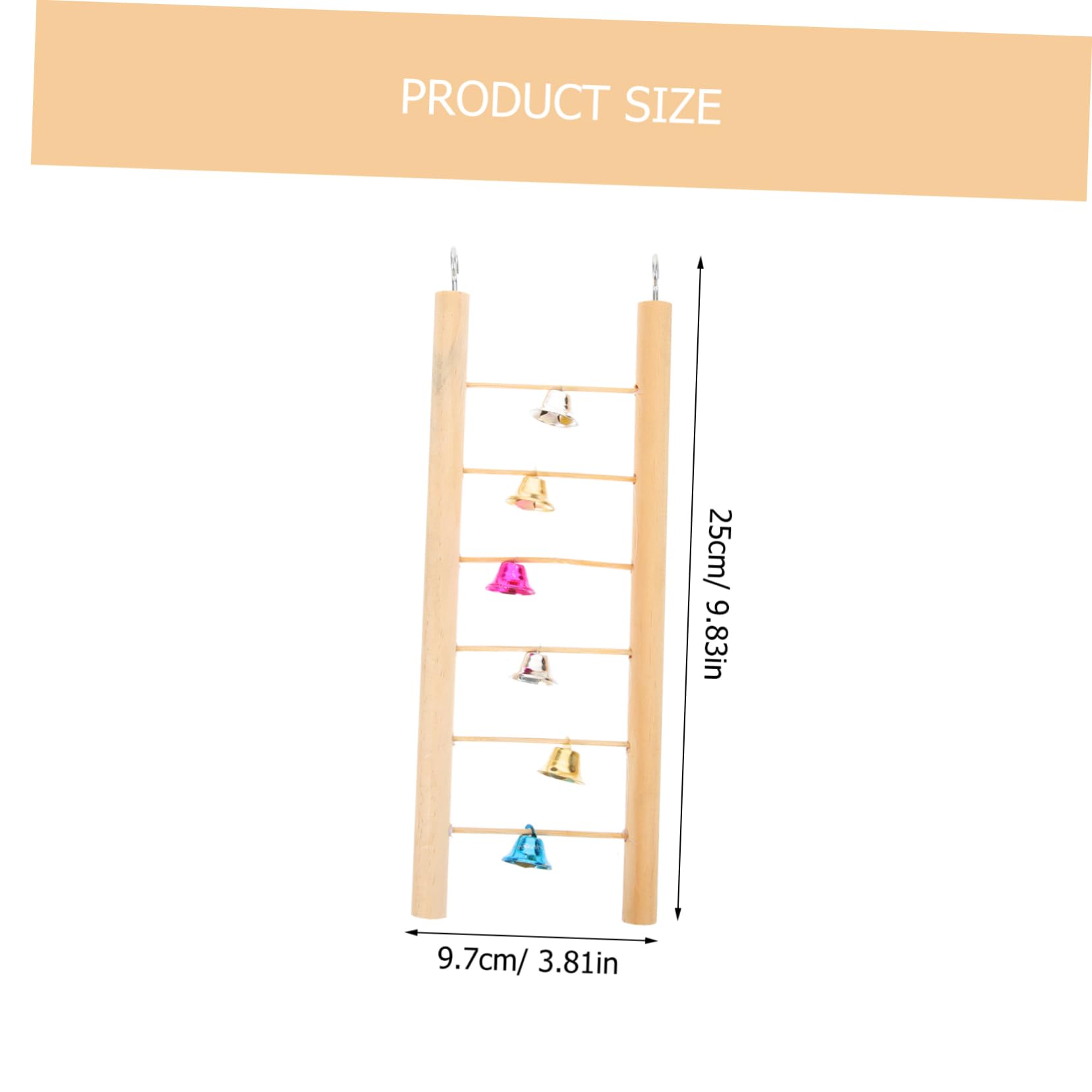 Abaodam Hanging Wooden Parrot Climbing Ladder with Bells Bird Perch for Parakeets Cockatiels and Budgies for Exercise and Playtime Activities