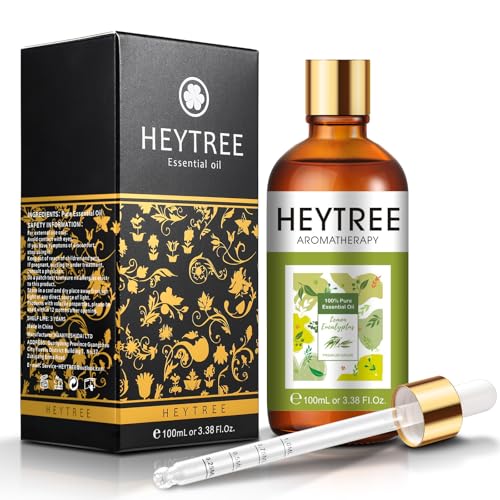 HEYTREE Aceite Esencial de Eucalipto Limón 100ml, 100% Aceites Esenciales Naturales Puros, Aceite Esencial de Grado Terapéutico para Humidificador, Perfectos para Aromaterapia, Masajes, Baño