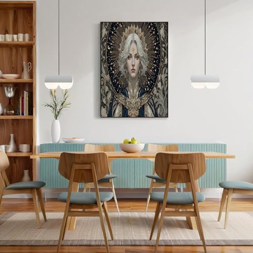 Tableau toile femme cheveux argentés 80x120cm sans cadre or - 2