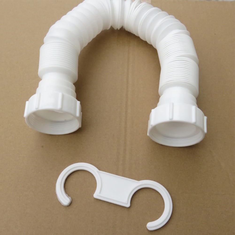 SPORTARC Flexible Sink Drain Pipe Kit, 1-1/2" & 1-1/4" P-trap With Adapter, White, Plastic, HARDWARE_TUBING, 1 Pack - Image 3