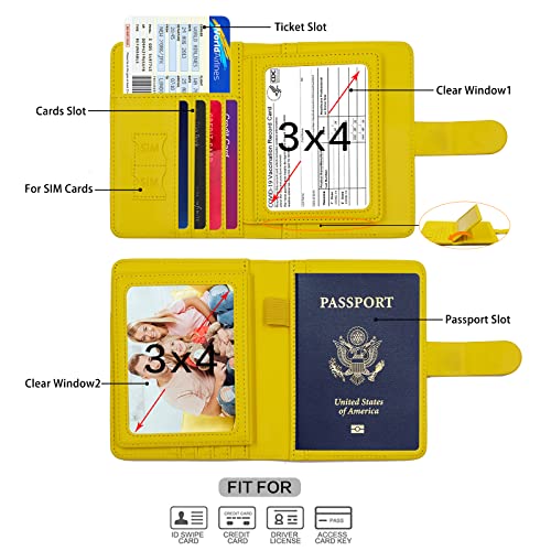 Image of Melsbrinna RFID Passport Holder for Travel Women /Men, Cute RFID Blocking Wallet with Card Slots, Travel Wallet /Passport Case (1, Yellow)