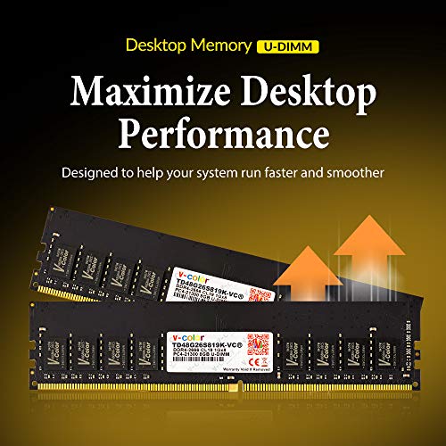 v-Color 8GB (1 x 8GB) DDR4 DRAM 2666MHz (PC4-21300) CL19 1.2V U-DIMM Desktop Memory Ram Upgrade Module (TD48G26S819-VC)