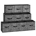 SONGMICS Storage Cubes, 10.2 x 10.2 x 11 Inches Non-Woven Fabric Bins with Double Handles, Set of 10, Closet Organizers for Shelves, Foldable, for Clothes, Ink Black UROB126B01