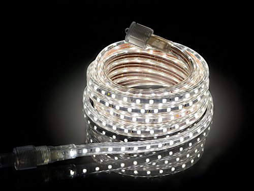 Image of CBconcept UL Listed, 20 Feet, Super Bright 5400 Lumen, 4000K Soft White, Dimmable, 110-120V AC Flexible Flat LED Strip Rope Light, Commercial Grade, Indoor Outdoor use, Ready to Plug n Shine