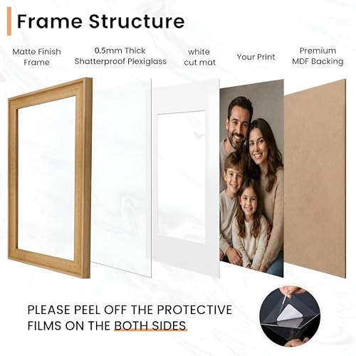 Image of Art Street Wooden Photo Frame for living room, Aesthetic Cave Design Photo Frames for Photograph, Art Work, Certificates Set of 4 (10x10 Inch, Wood Brown)