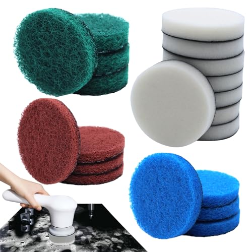RUNYU 20 Pcs Tampon de Nettoyage Brosse de Nettoyage électrique Compatible Bosch Home/Garden 6033 Brosse Nettoyage Universelle (8×Pad Mousse 4×Pad Cuisine...
