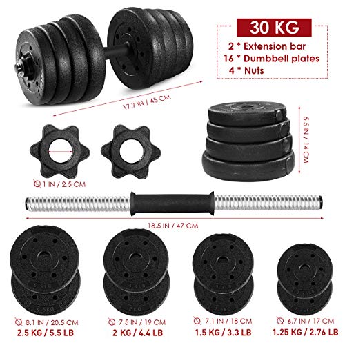 Adjustable Dumbbell Weight Set, 30KG DIY Weight Dumbbell Exercise Fitness Dumbbells Removable Fitness Equipment Muscle Body Training, Gym Equipment Dumbbell(Shipping from US Arrives in 3-5 Days) - Home Fitness Guru Adjustable Dumbbell Weight Set, 30KG DIY Weight Dumbbell Exercise Fitness Dumbbells Removable Fitness Equipment Muscle Body Training, Gym Equipment Dumbbell(Shipping from US Arrives in 3-5 Days) - Image 3