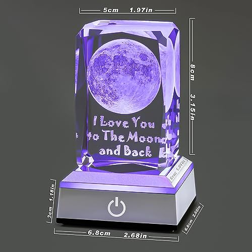 hochance 3D Moon Crystal Multicolor Nightlight,I Love You Decolamp,Perfect Mothers Day Gifts for Mom Mother My Girlfriend Wife Her,Unique Valentines Anniversary Birthday Presents Ideas - Image 6
