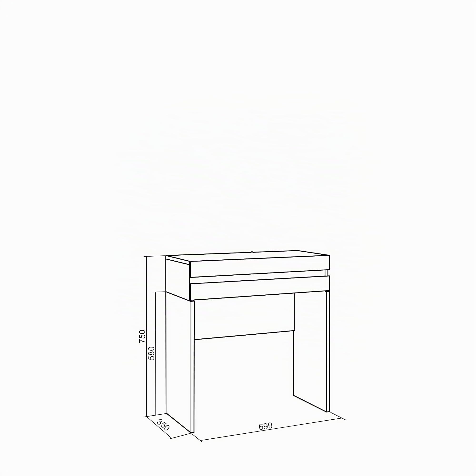 Skraut Home | Coiffeuse | Table Maquillage, Rangement | 70x75x35 cm | avec tiroir | Chambre à Coucher | Style Moderne | Chêne
