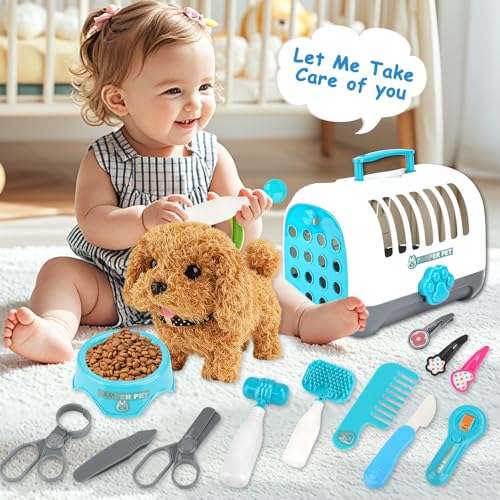 TAVADA Arztkoffer Kinder,Tierarztkoffer Doktorkoffer mit Stethoskop, Thermometer, Tierarzt Praxis Rollenspiele Spielzeug Geschenk 3 Jahren