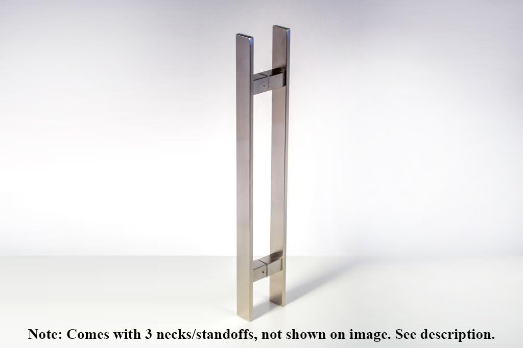 71" Long Stainless Steel Door Handles Brushed Nickel Satin Finish, Modern Door Handle Pulls for Commercial Glass Entrance Doors Wooden Barn Doors Interior Exterior Fiberglass, Flat Rectangular Bar