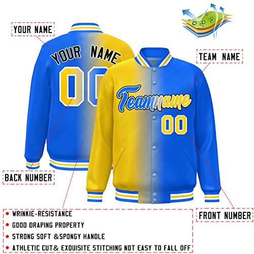Custom Men’s Baseball Jackets Gradient Lightweight Bomber Letterman Coats Stitching Personalized Name Number2