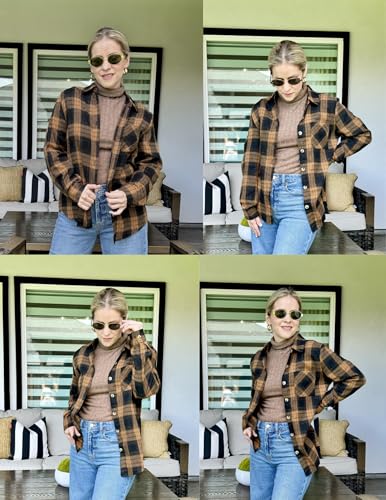 Zeagoo Womens Plaid Shirts Cotton Classic Long Sleeve Button Down Collared Casual Tops Lightweight Fall Blouses4