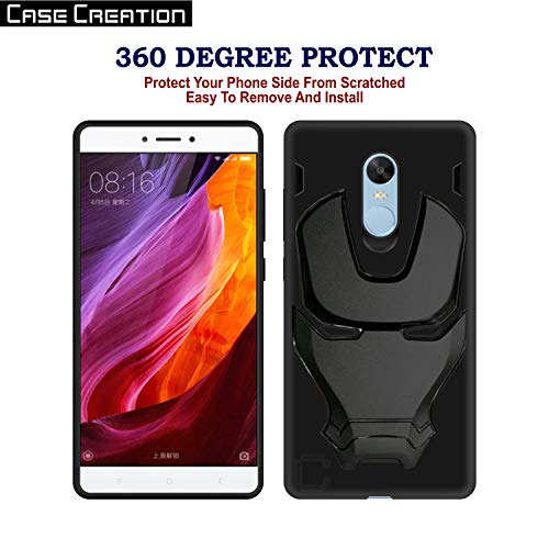 Image of COVERLY Official 3D Touch Feel Trending Avengers Logo Mask Soft Rugged Grip Iron Man Super Power Cartoon Movie Engraved Silicone Matte Back Cover for Xiaomi Redmi Note 4 - Black