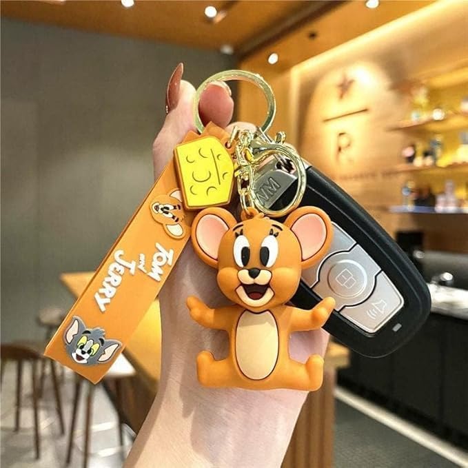 3D Cartoon Keychain for Girls Boys Silicone Kawaii Anime Character Keyring for Bags, Backpacks, Purse Handbag, Bike or Car Key Funny Keychain Wristlet for Kids Best Gift for Siblings (TOM)